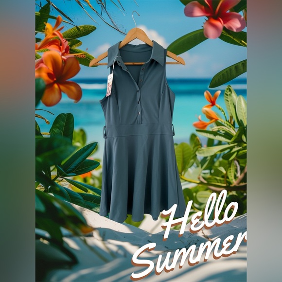 HALARA Button-Up Mini Flare Dress . Size S - Picture 1 of 12